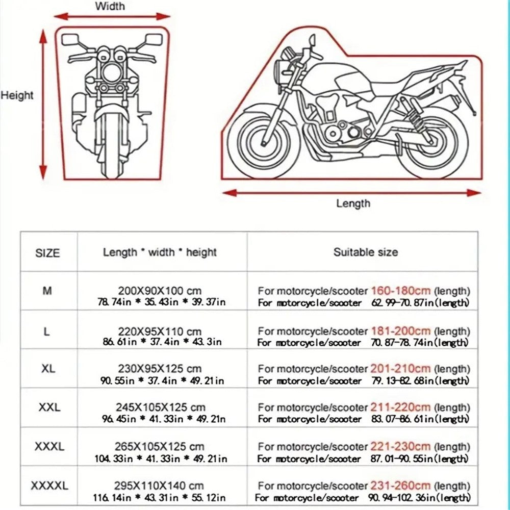 L: 220x95x110cm Motorcycle 210D Oxford Cloth Cover Sun-Proof Rain-Proof Motorbike Cover Protector