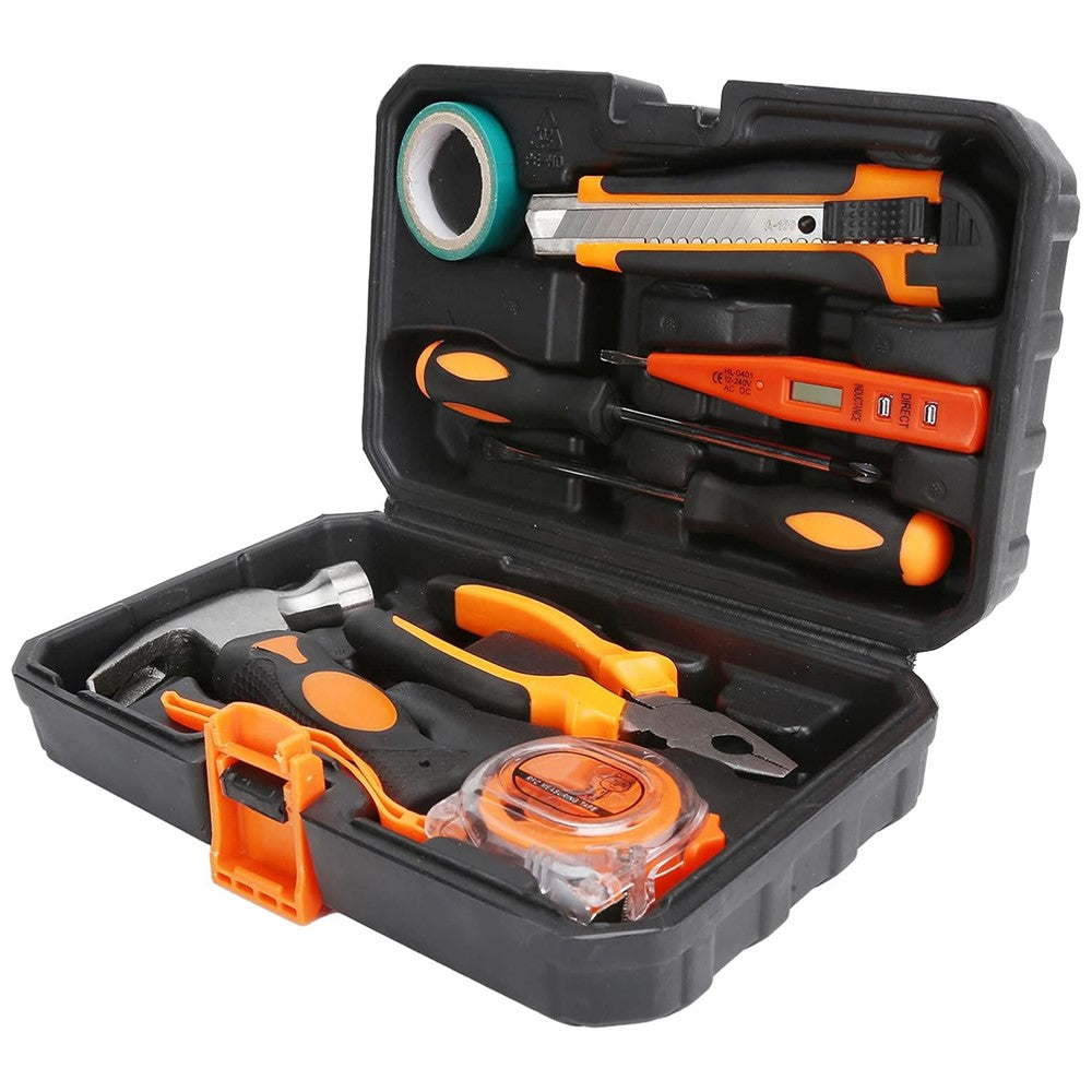 2109B 9Pcs / Set Carbon Steel Utility Knife Wire Cutter Screwdriver Electric Test Pen Home Repairing Tool Box