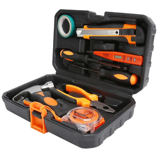 2109B 9Pcs / Set Carbon Steel Utility Knife Wire Cutter Screwdriver Electric Test Pen Home Repairing Tool Box