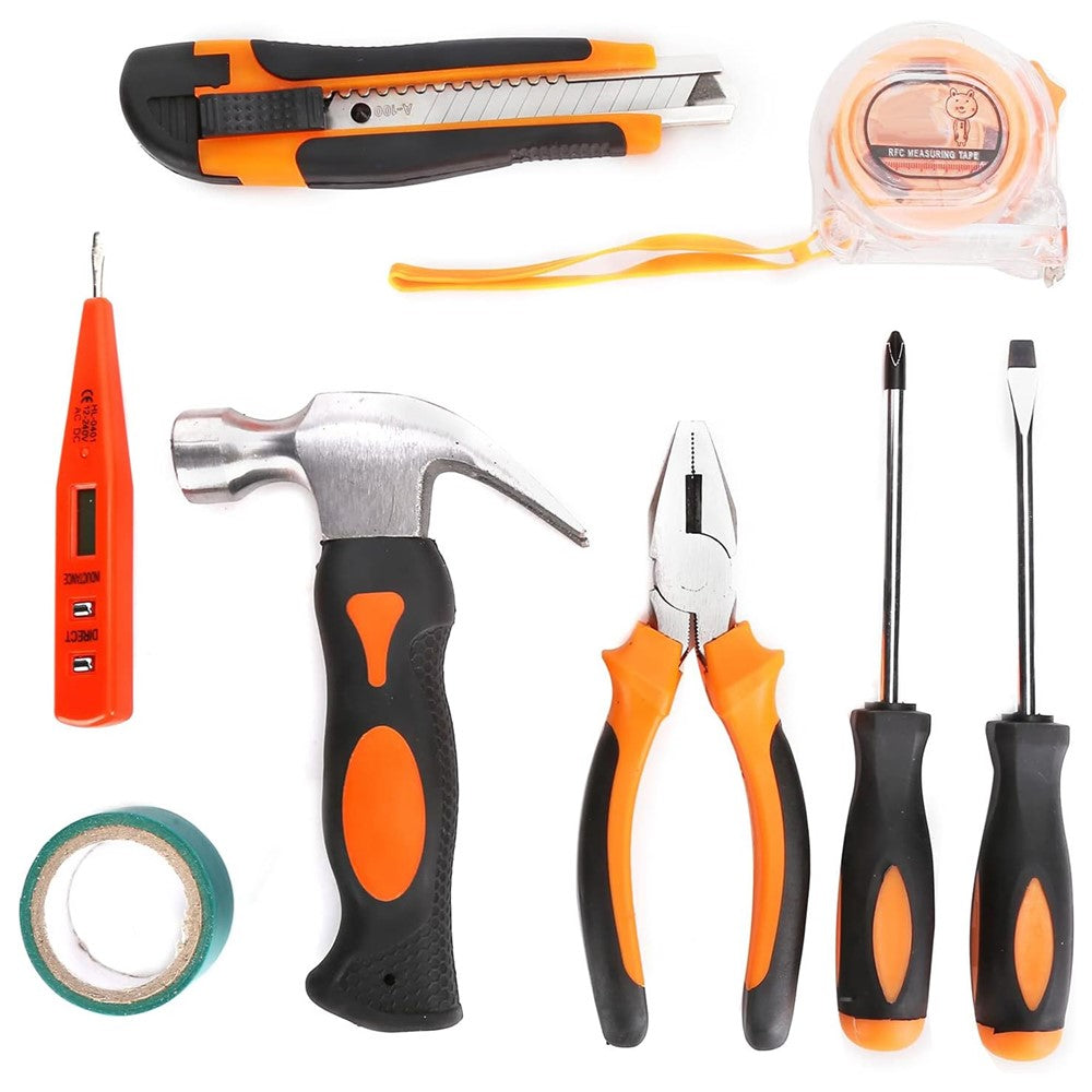 2109B 9Pcs / Set Carbon Steel Utility Knife Wire Cutter Screwdriver Electric Test Pen Home Repairing Tool Box