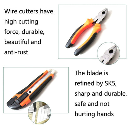 2109B 9Pcs / Set Carbon Steel Utility Knife Wire Cutter Screwdriver Electric Test Pen Home Repairing Tool Box