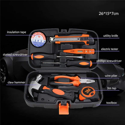 2109B 9Pcs / Set Carbon Steel Utility Knife Wire Cutter Screwdriver Electric Test Pen Home Repairing Tool Box
