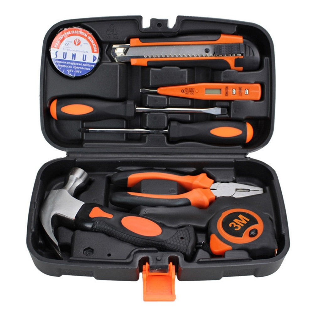 2109B 9Pcs / Set Carbon Steel Utility Knife Wire Cutter Screwdriver Electric Test Pen Home Repairing Tool Box