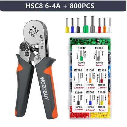 HSC8 6-4A Ferrule Crimping Pliers with 800Pcs Terminals Wire Connector Electrical Repair Kit