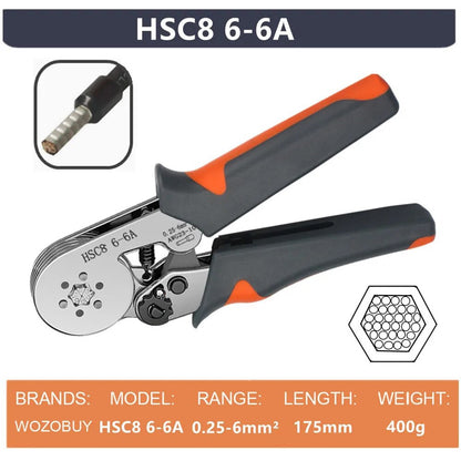 HSC8 6-6A Ferrule Crimping Pliers with 400Pcs Terminals Wire Connector Electrical Repair Kit