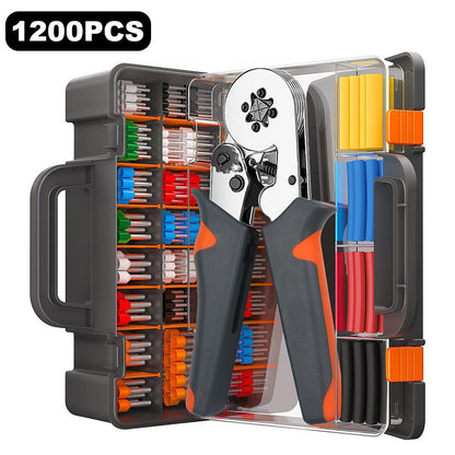 HSC8 6-6A Ferrule Crimping Pliers with 1200Pcs Terminals Wire Connector Electrical Repair Kit