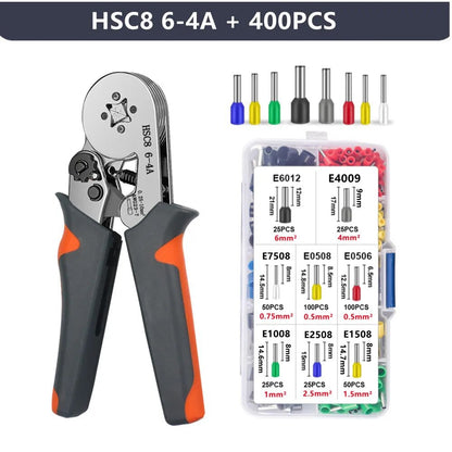 HSC8 6-4A Ferrule Crimping Pliers with 400Pcs Terminals Wire Connector Electrical Repair Kit