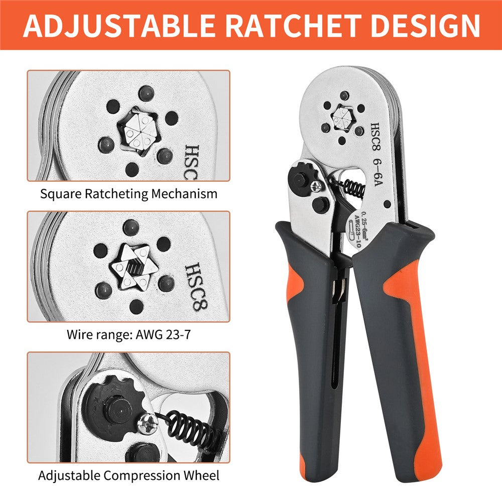 HSC8 6-4A Ferrule Crimping Pliers with 400Pcs Terminals Wire Connector Electrical Repair Kit