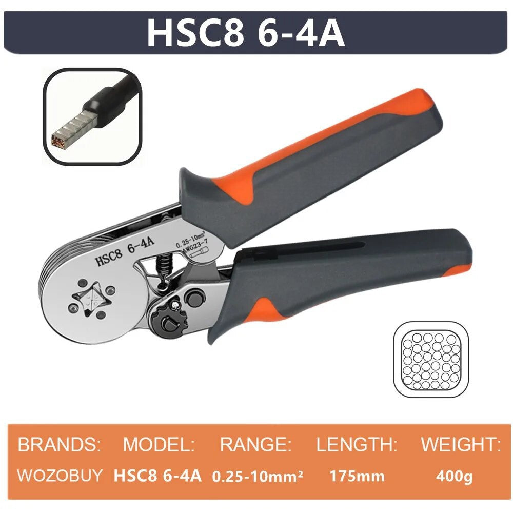 HSC8 6-4A Ferrule Crimping Pliers with 400Pcs Terminals Wire Connector Electrical Repair Kit