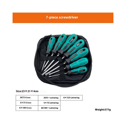 7 PCS Screwdriver Set Two Tone Rubber Handle Magnetic Phillips  /  Flathead Multi-Function Repair Tool