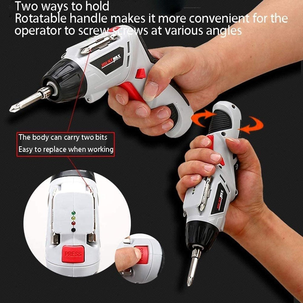 JOUST 4.2V Multifunction Electric Screwdriver Set Home Electric Drill Screwdriver Tool Set, USB Cable Charging