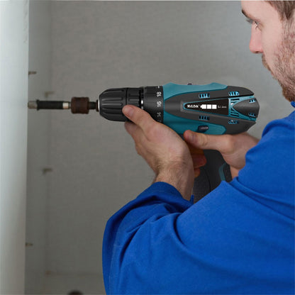 HILDA Cordless Electric Drill Screwdriver Rechargeable 12V Mini Drill Electric Screwdriver Tool with Plastic Box, EU Plug