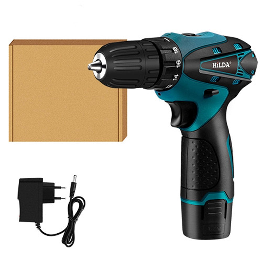 HILDA Cordless Electric Drill Screwdriver Rechargeable 12V Mini Drill Electric Screwdriver Tool, EU Plug