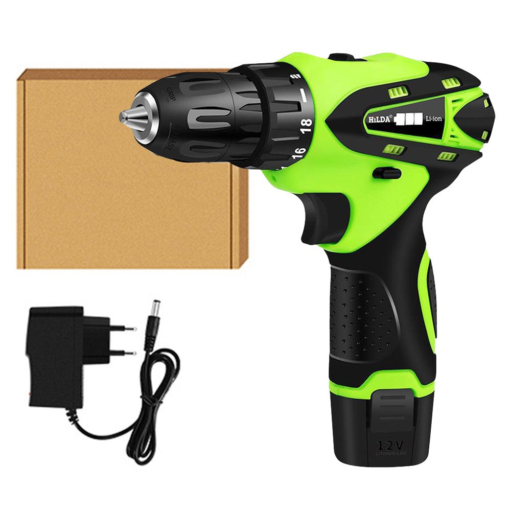 HILDA Cordless Electric Drill Screwdriver Rechargeable 12V Mini Drill Electric Screwdriver Tool, EU Plug