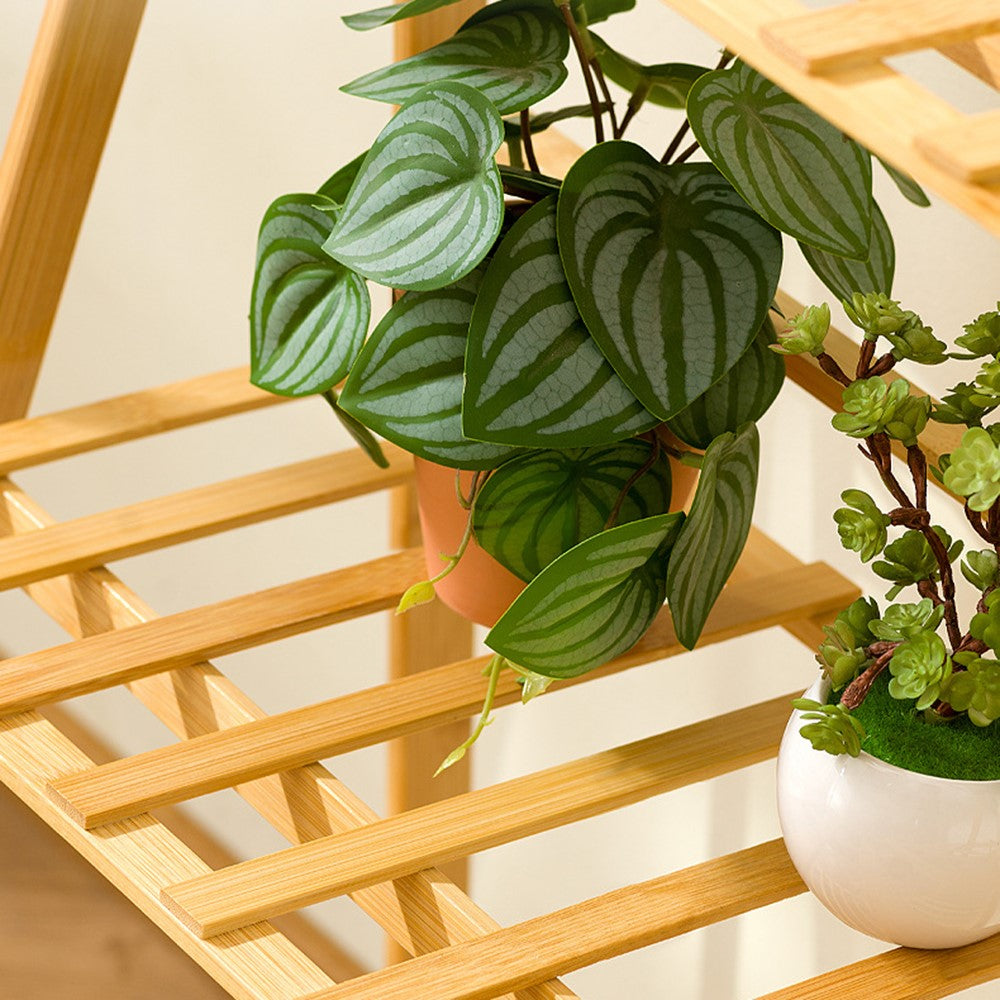 2-Tier 50cm Folding Wooden Plant Stand Indoor Flower Shelf Ladder Display Rack for Home / Garden / Balcony