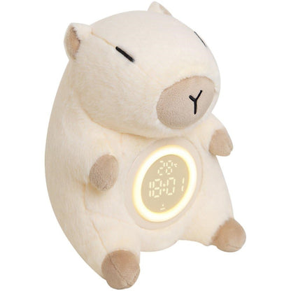 Cute Capybara Shape Plush Toy Bedside Lamp for Bedroom Alarm Clock with Night Light Birthday Gift