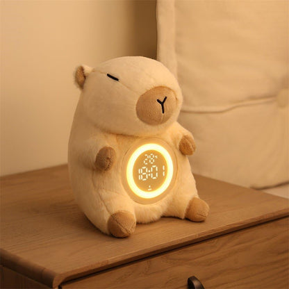 Cute Capybara Shape Plush Toy Bedside Lamp for Bedroom Alarm Clock with Night Light Birthday Gift