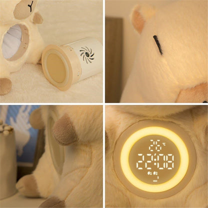 Cute Capybara Shape Plush Toy Bedside Lamp for Bedroom Alarm Clock with Night Light Birthday Gift