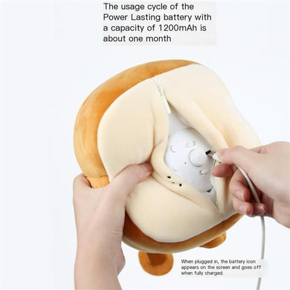 Cartoon Toast Shape Alarm Clock Night Light with 4 Ringtones for Bedroom Plush Toy Kids Gift