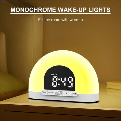 Simulation Sunrise Wake Up Light Digital Alarm Clock Intelligent Night Light for Bedroom