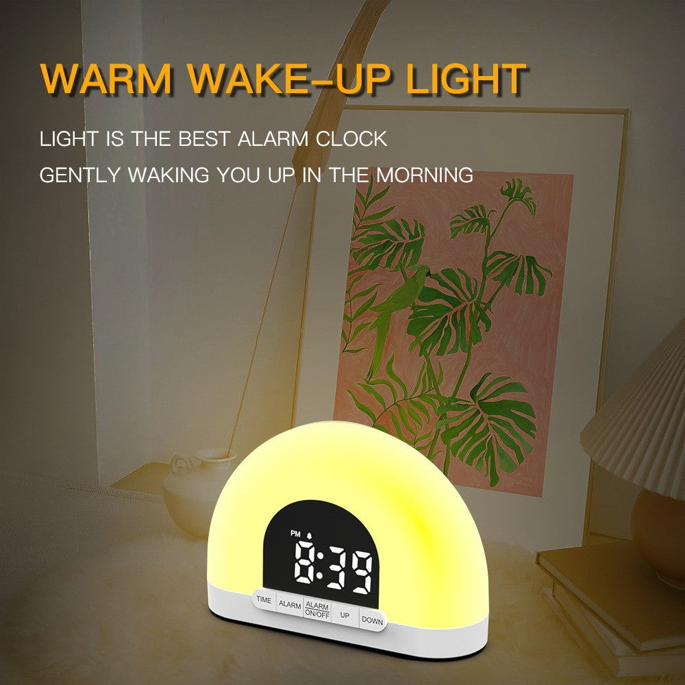Simulation Sunrise Wake Up Light Digital Alarm Clock Intelligent Night Light for Bedroom