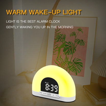 Simulation Sunrise Wake Up Light Digital Alarm Clock Intelligent Night Light for Bedroom