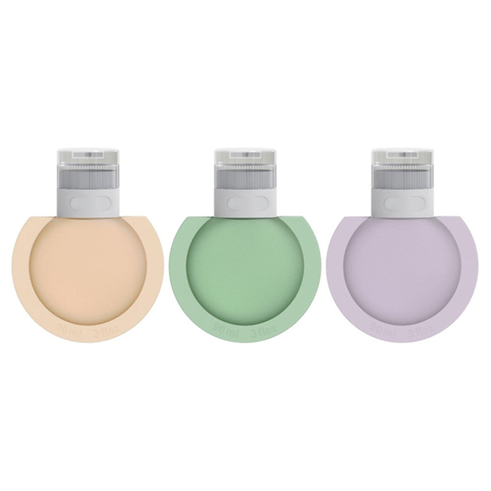 3PCS 60ML PP+Silicone Dispenser Bottle Leak Proof Portable Tube Travel Shampoo Container (3 Colors) + Label