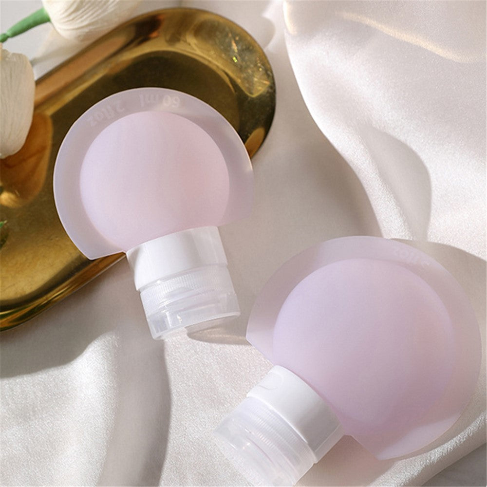 3PCS 60ML PP+Silicone Dispenser Bottle Leak Proof Portable Tube Travel Shampoo Container (3 Colors) + Label