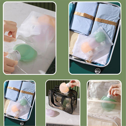 3PCS 60ML PP+Silicone Dispenser Bottle Leak Proof Portable Tube Travel Shampoo Container (3 Colors) + Label