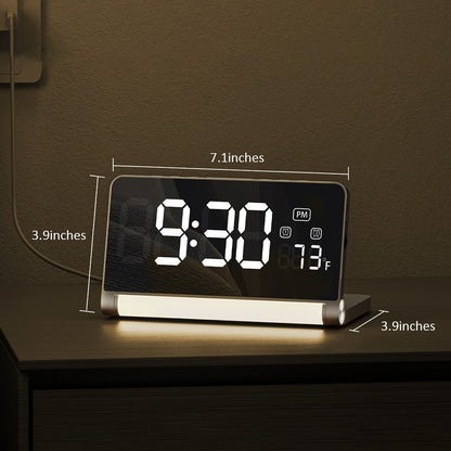 ZM-A1C Temperature Display Foldable LED Digital Alarm Clock with Night Light and 10W Wireless Charger