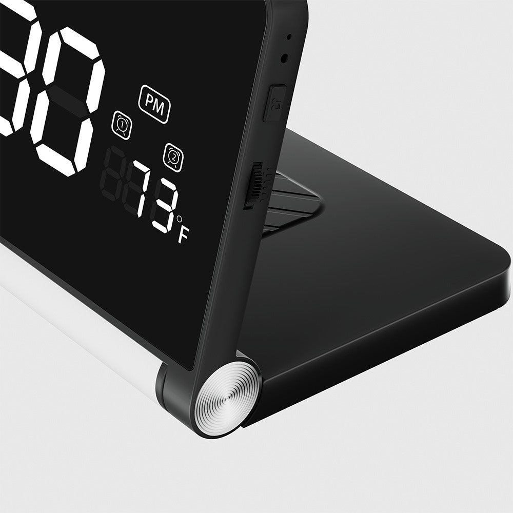 ZM-A1C Temperature Display Foldable LED Digital Alarm Clock with Night Light and 10W Wireless Charger