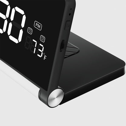 ZM-A1C Temperature Display Foldable LED Digital Alarm Clock with Night Light and 10W Wireless Charger
