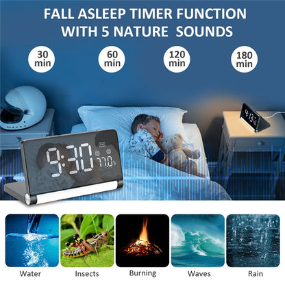 ZM-A1 Temperature Display Foldable LED Digital Alarm Clock with Dimmable Night Light