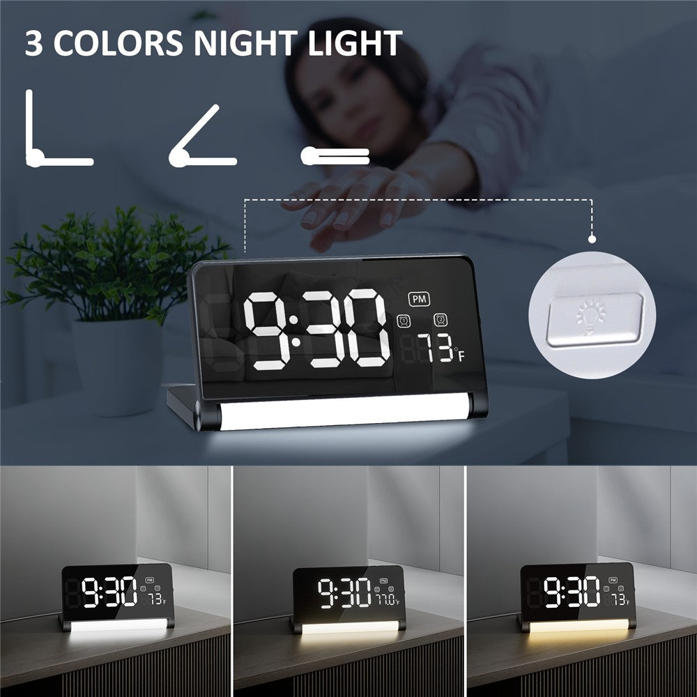 ZM-A1 Temperature Display Foldable LED Digital Alarm Clock with Dimmable Night Light