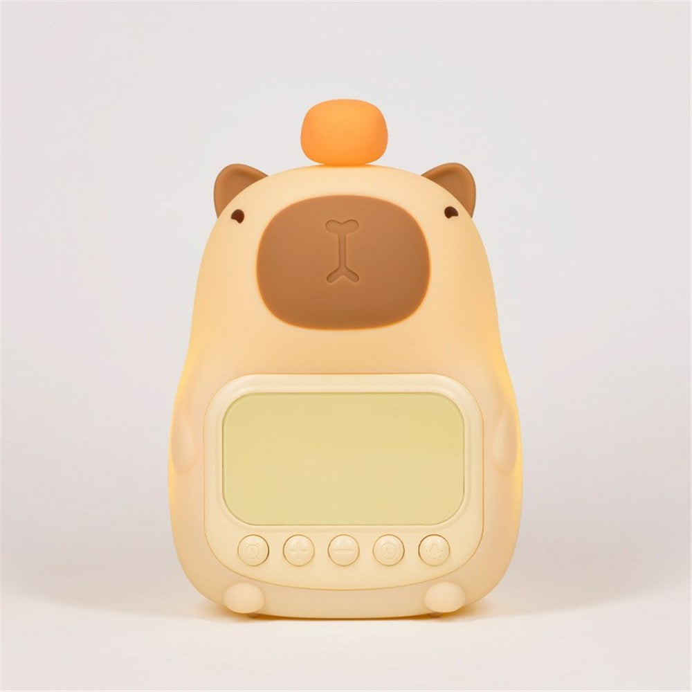 C20 Cute Cartoon Capybara Alarm Clock Dimmable Bedside Night Light for Kids Room