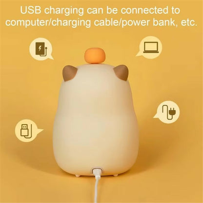 C20 Cute Cartoon Capybara Alarm Clock Dimmable Bedside Night Light for Kids Room