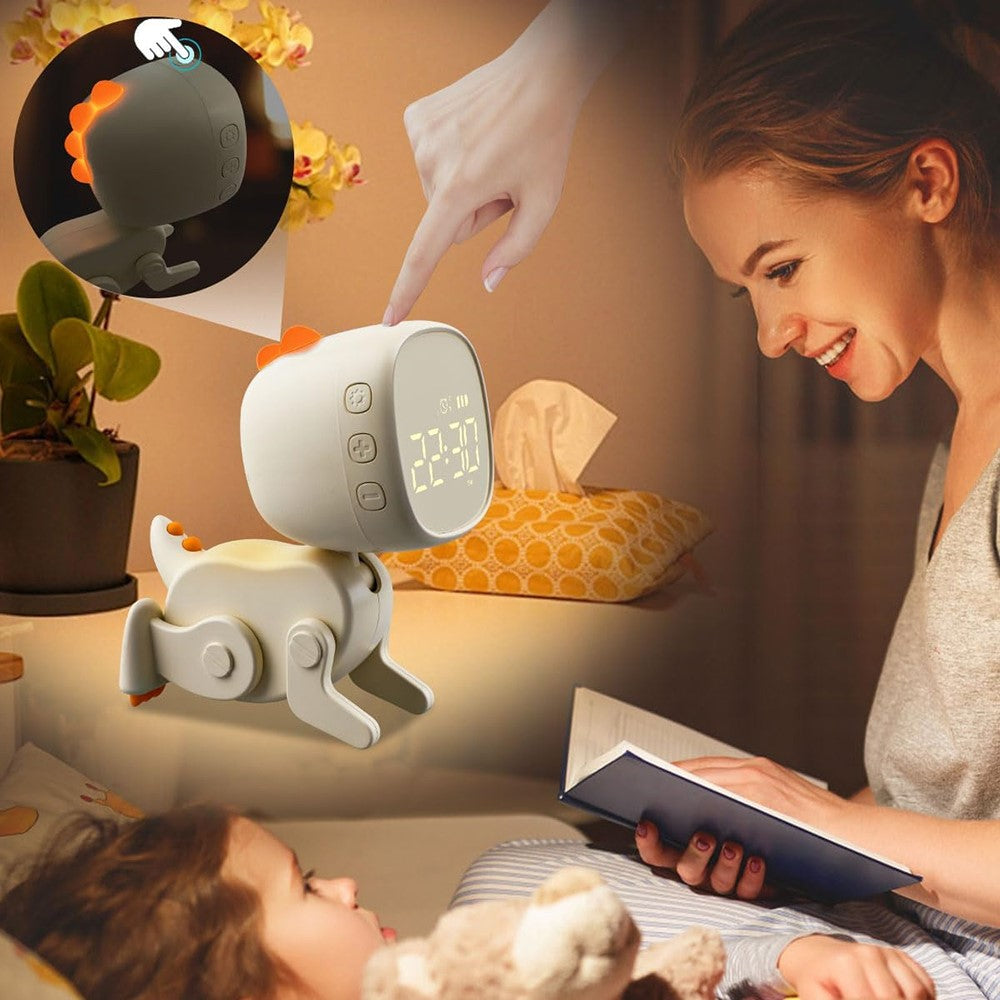 Dinosaur Kids Alarm Clock Bedside Clock with Night Light Digital Display Children Sleep Trainer
