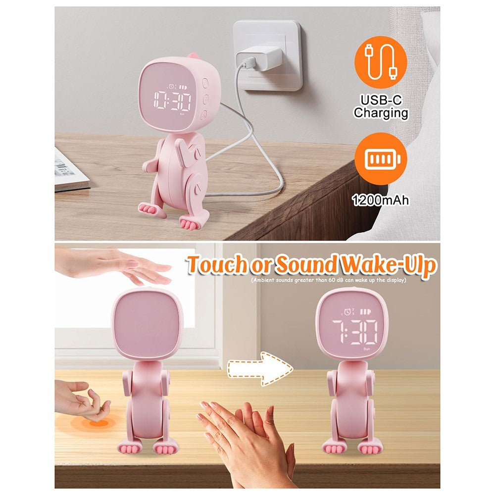 Dinosaur Kids Alarm Clock Bedside Clock with Night Light Digital Display Children Sleep Trainer