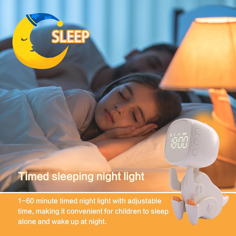 Dinosaur Kids Alarm Clock Bedside Clock with Night Light Digital Display Children Sleep Trainer
