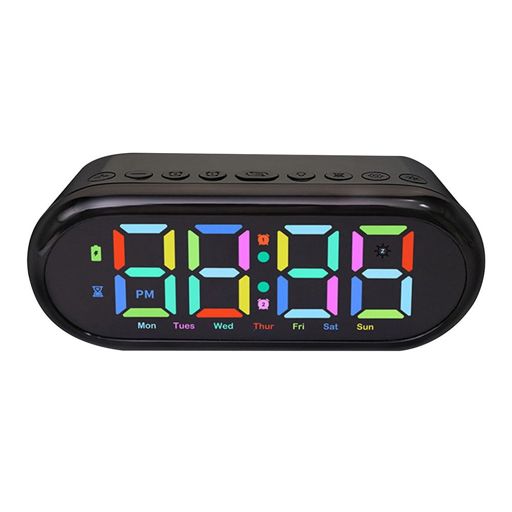 LED Large Display Digital Clock Adjustable Brightness RGB Color Changing Alarm Clock for Home