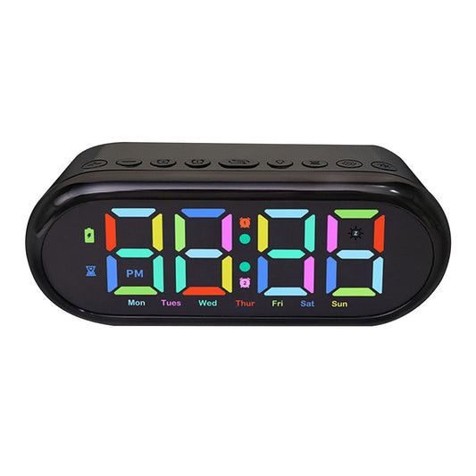 LED Large Display Digital Clock Adjustable Brightness RGB Color Changing Alarm Clock for Home