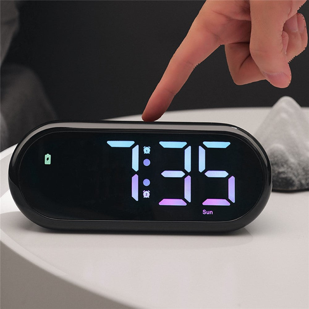 LED Large Display Digital Clock Adjustable Brightness RGB Color Changing Alarm Clock for Home