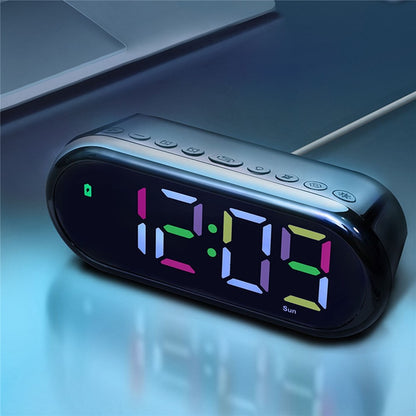 LED Large Display Digital Clock Adjustable Brightness RGB Color Changing Alarm Clock for Home