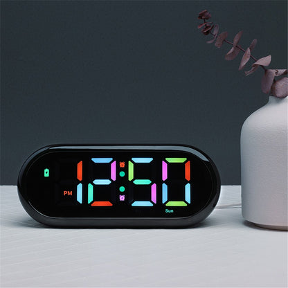 LED Large Display Digital Clock Adjustable Brightness RGB Color Changing Alarm Clock for Home