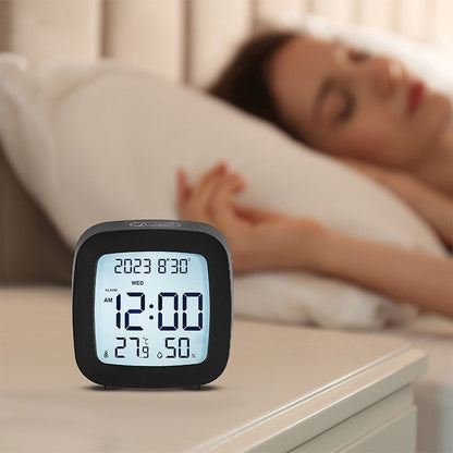 Digital Alarm Clock with Backlight Battery Operated Temperature Humidity Monitor Alarm Clock