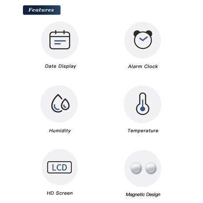 Digital Alarm Clock LCD Electric Clock with Calendar Temperature and Humidity for Living Room, Bedroom,Office