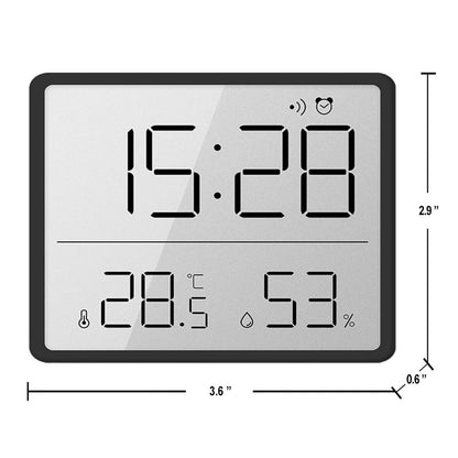 Digital Alarm Clock LCD Electric Clock with Calendar Temperature and Humidity for Living Room, Bedroom,Office