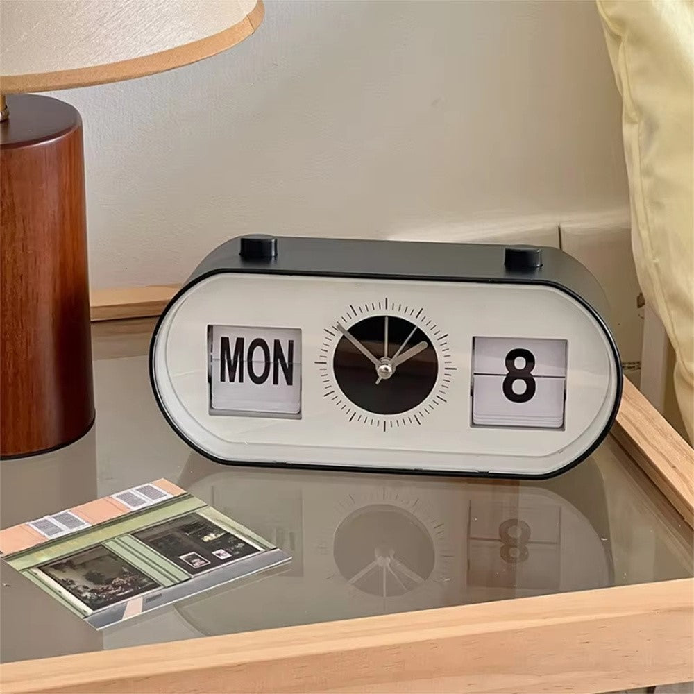 Manual Page Turning Clock Desk Alarm Clock Calendar Clock Home Decoration
