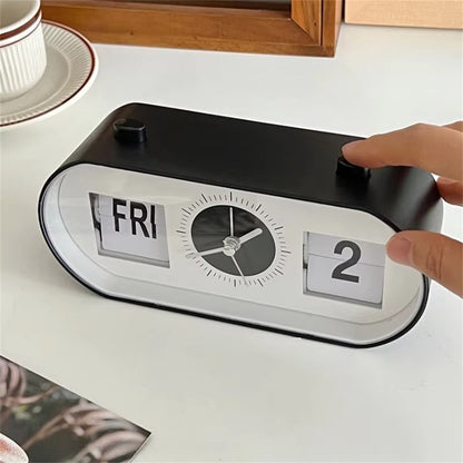 Manual Page Turning Clock Desk Alarm Clock Calendar Clock Home Decoration