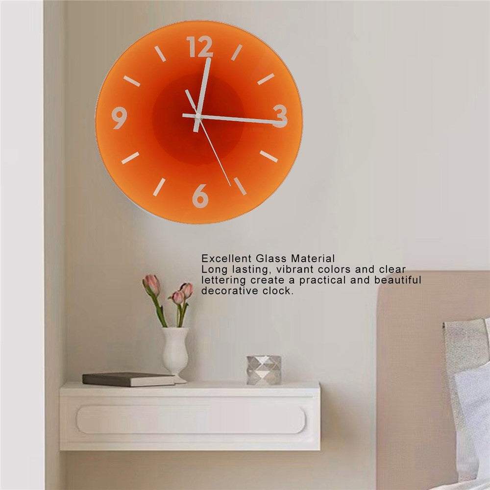 12 inch Sunset Wall Clock with Bracket Battery Operated Gradient Glass Silent Clocks for Home (No Battery)